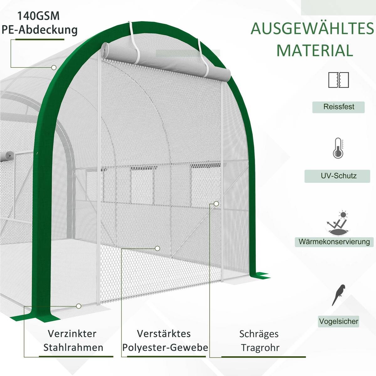 Outsunny Gewächshaus B/H/L: ca. 210x210x358 cm
