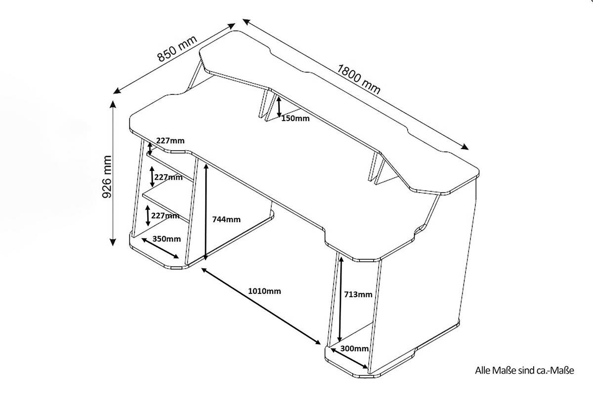 Schreibtisch MATRIX anthrazit weiß B/H/T: ca. 180x76,96x85 cm