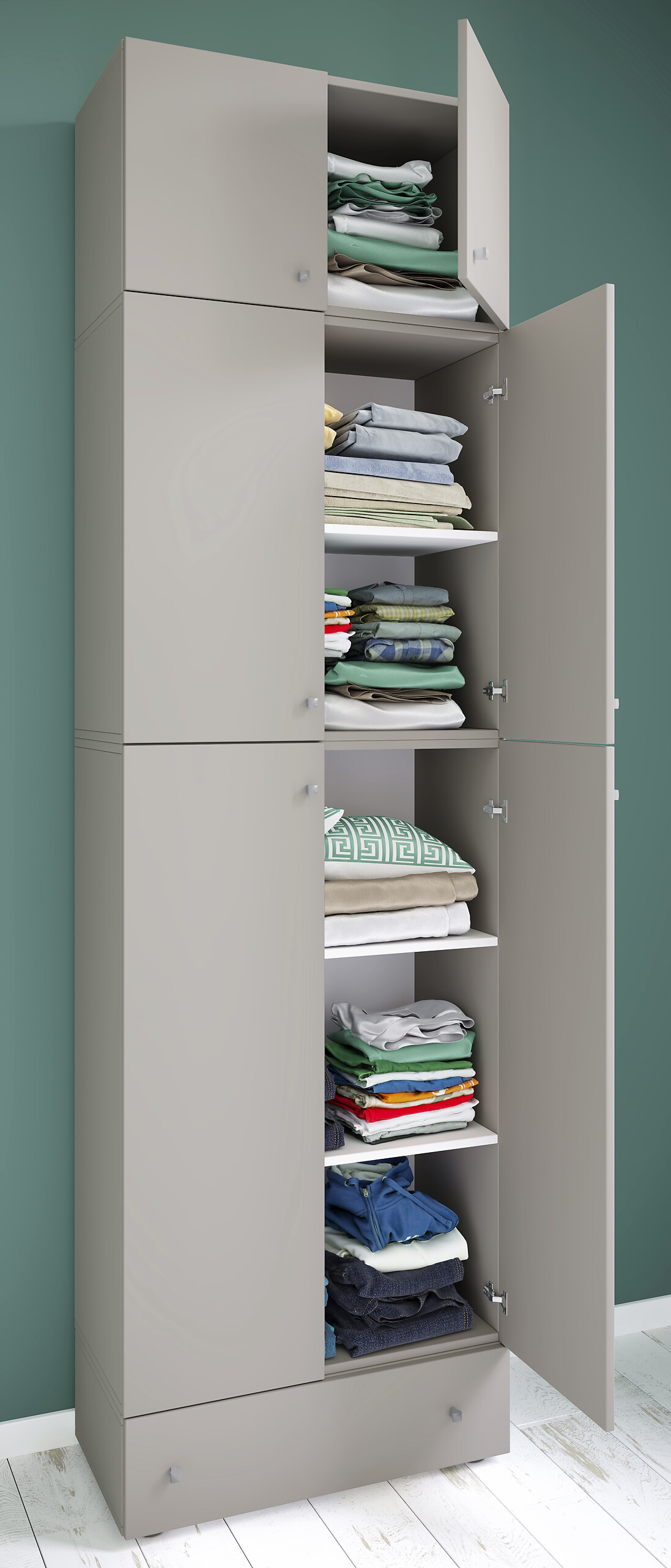 Kleiderschrank Lona grau B/H/T: ca. 70x240x39 cm