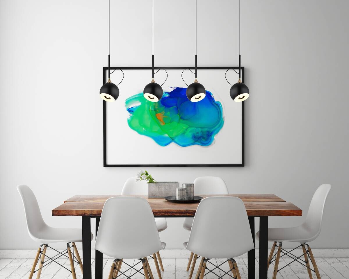 GLOBO Pendelleuchte mattschwarz gold Metall B/H/L: ca. 12x150x93 cm 1.0 Brennstellen