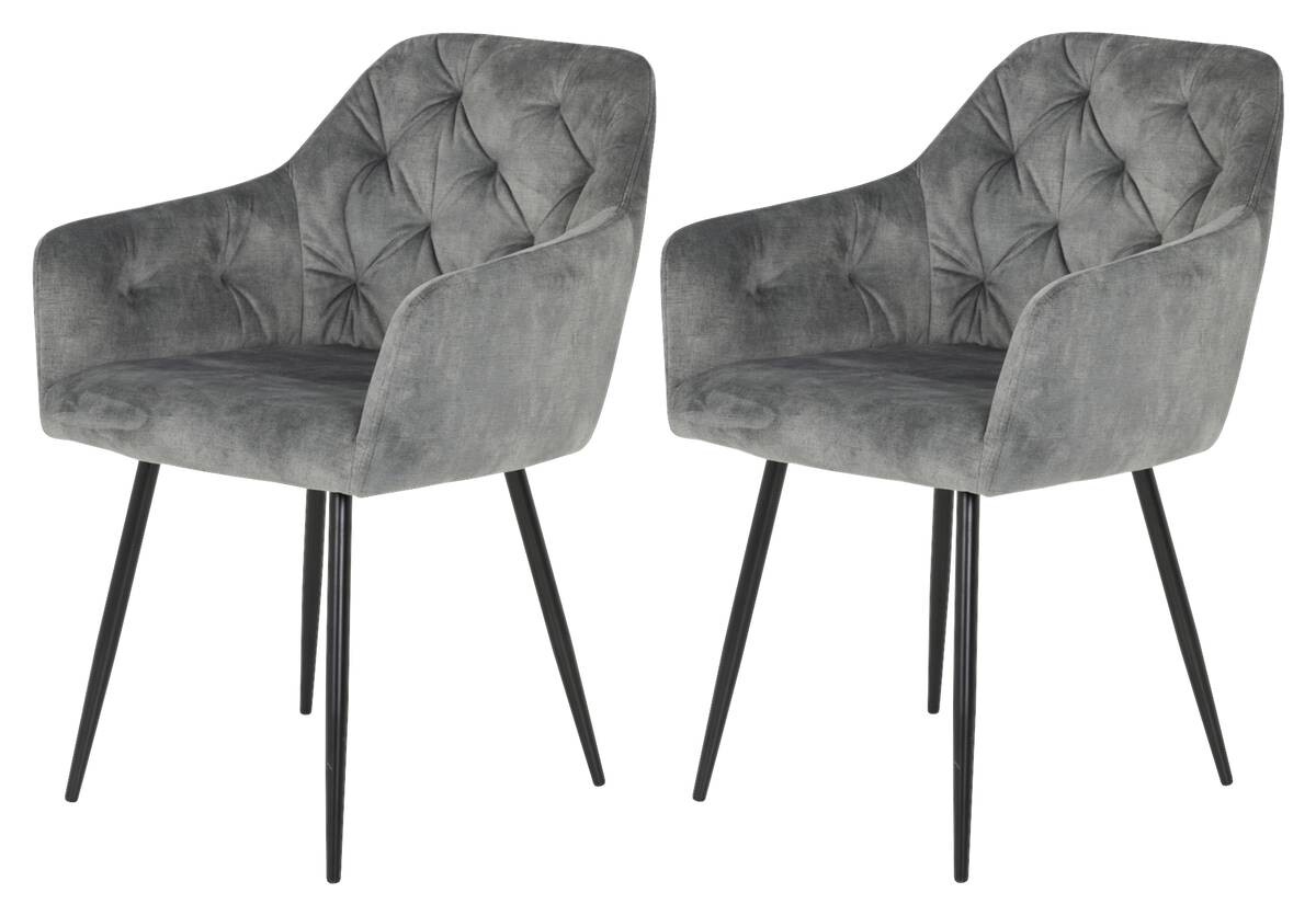 Stuhl Tina 2er Set grau Vintage Samtoptik B/H/T: ca. 56x81x62 cm