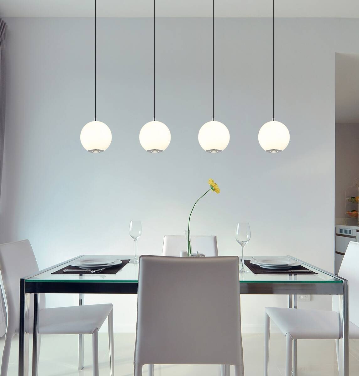 GLOBO Pendelleuchte grau Opal Metall Glas B/H/T/L: ca. 15x150x99x99 cm 1.0 Brennstellen