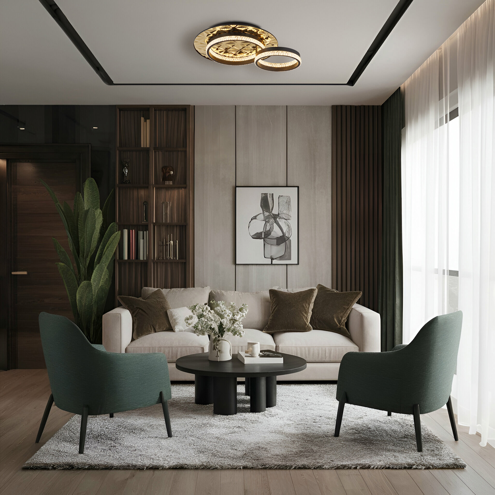 GLOBO LED-Deckenleuchte gold schwarz Metall Aluminium Edelstahl B/H/L: ca. 40x14x50,5 cm 1 Brennstellen