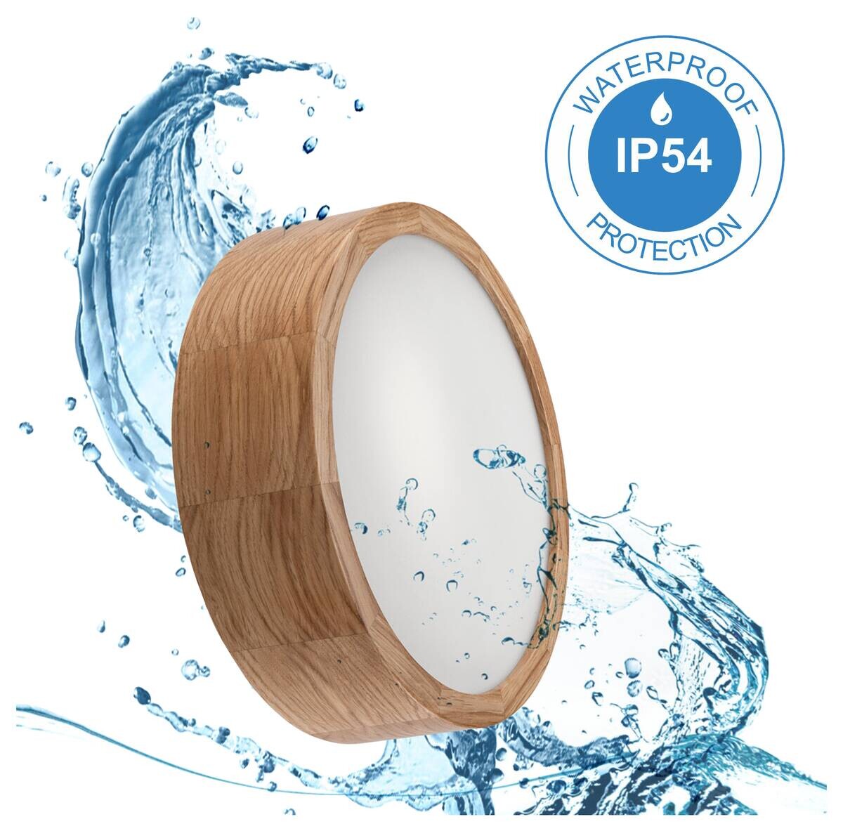 Lamkur Deckenleuchte 49434 Eiche Glas Eiche H/L: ca. 8x27 cm E27 2 Brennstellen