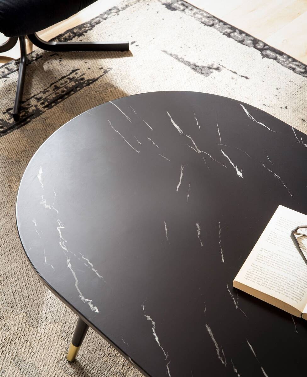 Wohnling Couchtisch schwarz Marmor B/H/T: ca. 120x42x60 cm