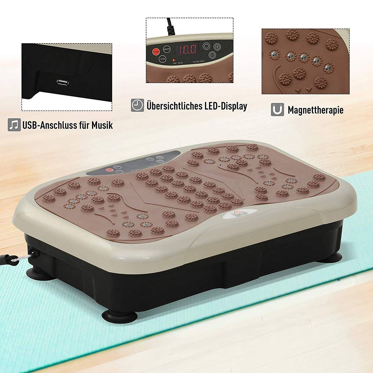 HOMCOM Vibrationstrainer schwarz Metall B/H/L: ca. 33x14x54 cm