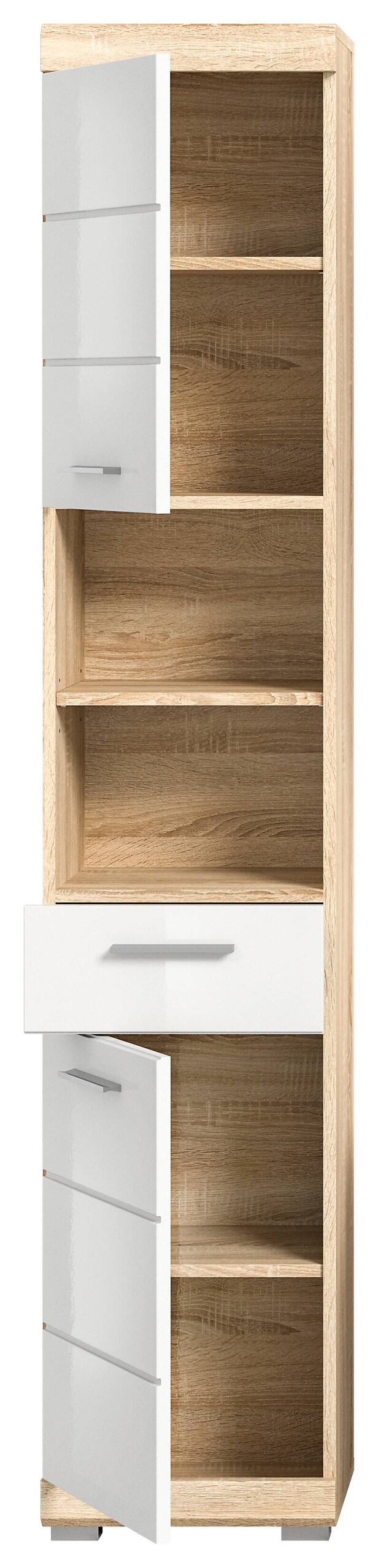 Badhochschrank LAMBADA Eiche Sonoma hell Nachbildung weiß Hochglanz B/H/T: ca. 37x191x31 cm