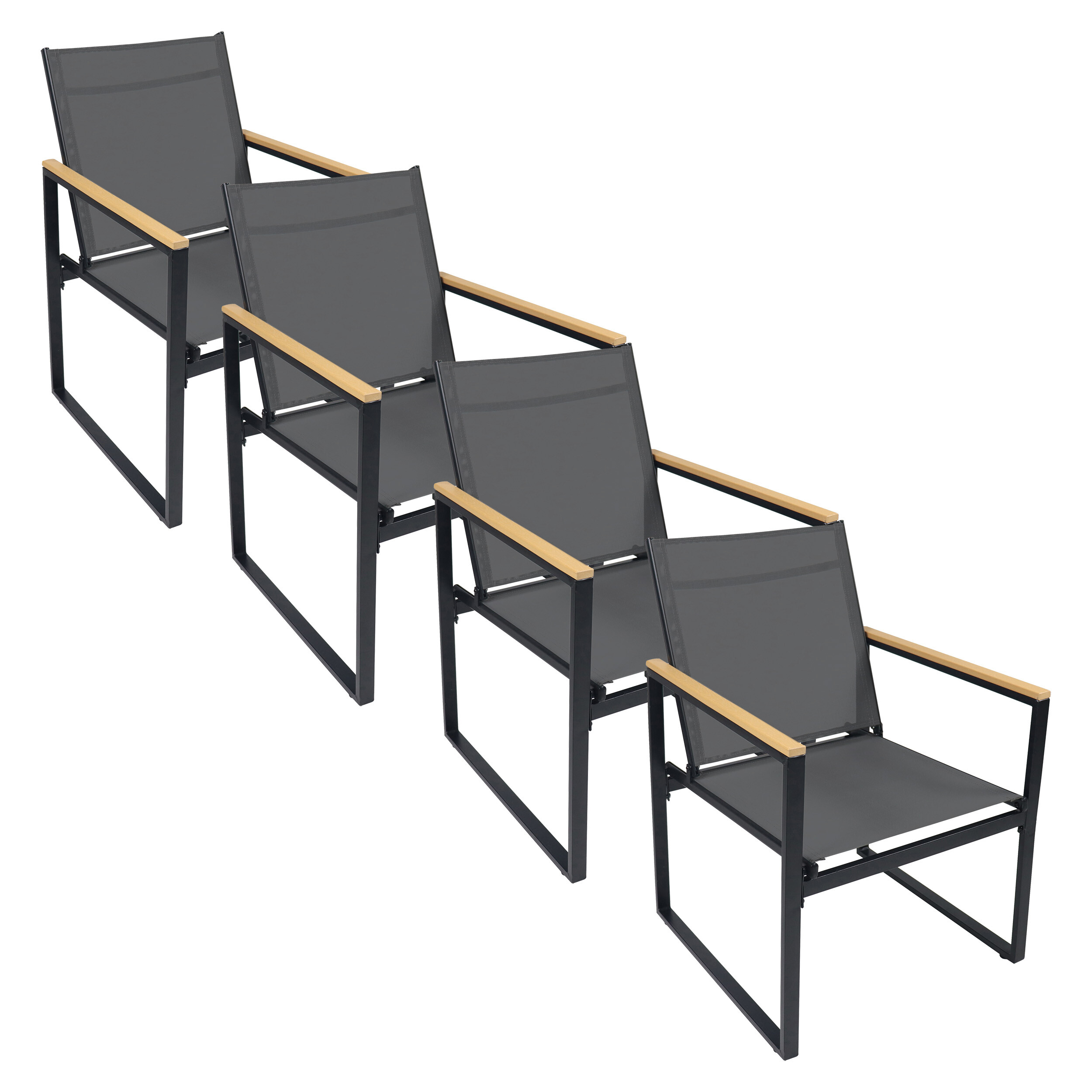 VCM Gartenstuhl anthrazit Textilene B/H/L: ca. 54x83x65 cm