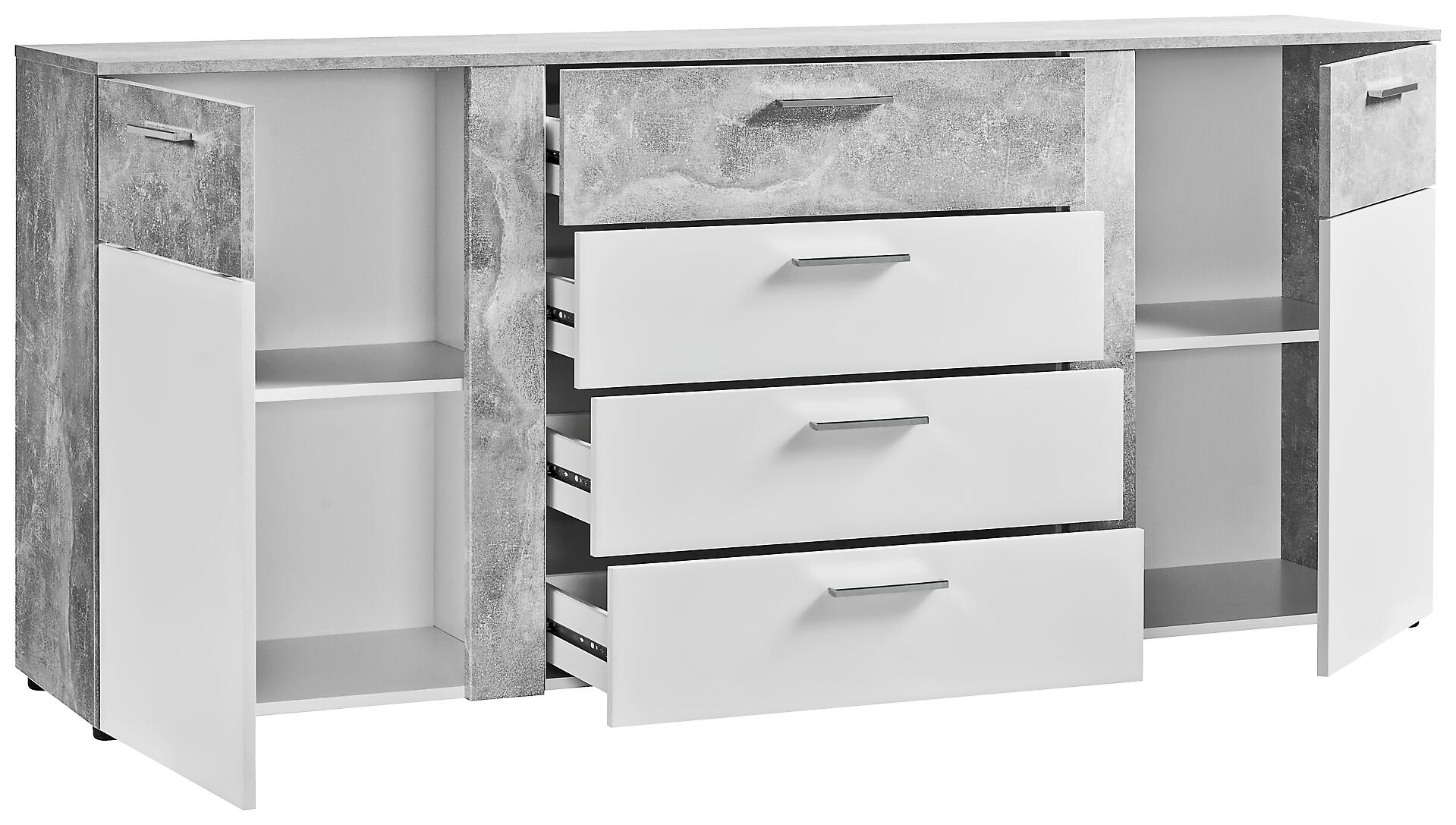 Kommode Trentino Beton Optik weiß B/H/T: ca. 180x81x40 cm