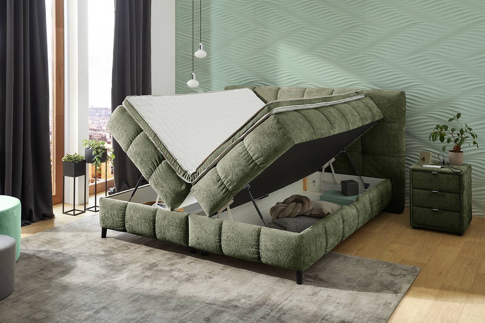 Boxbett grün B/H/T: ca. 205x116x220 cm