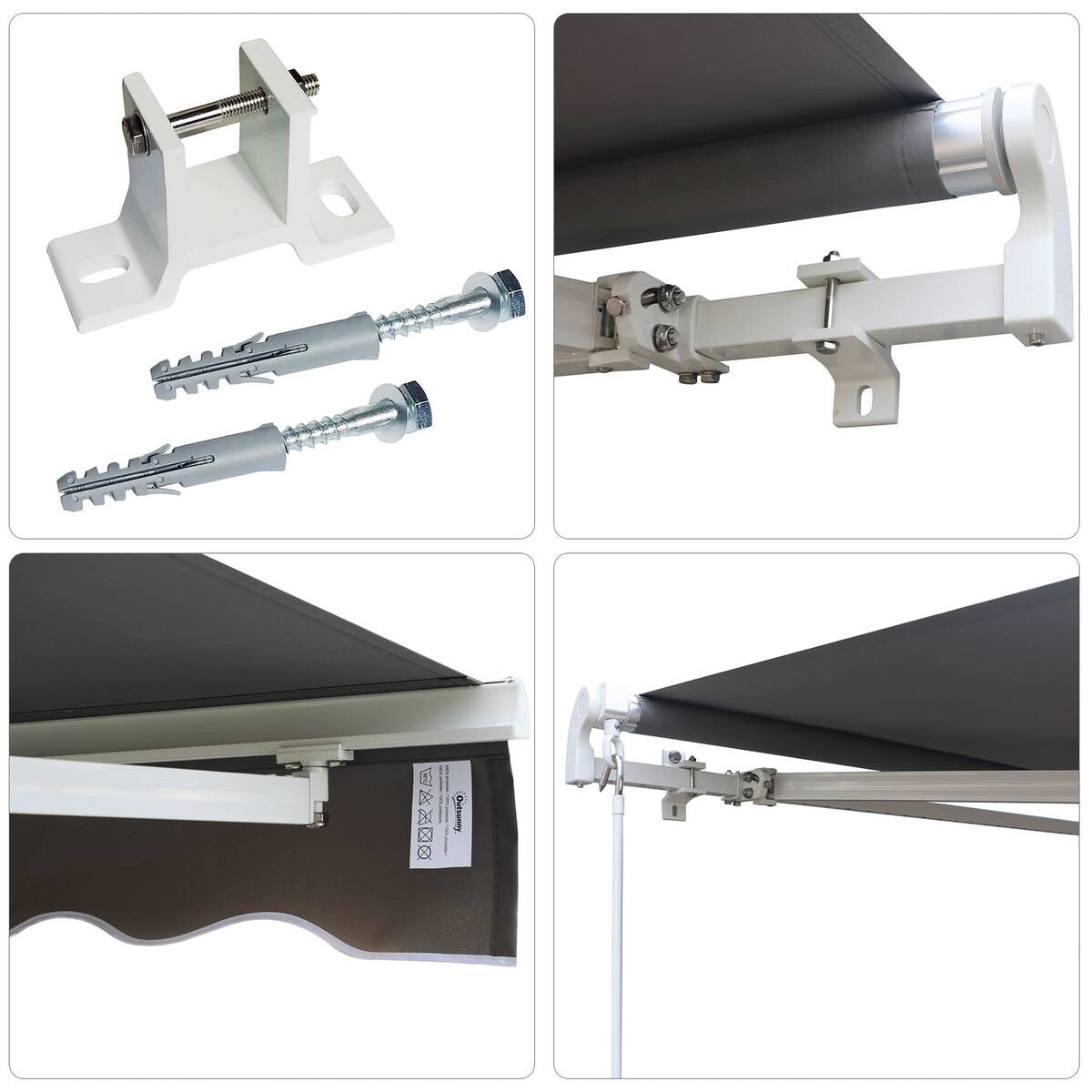 Outsunny Gelenkarmmarkise grau B/L: ca. 400x300 cm