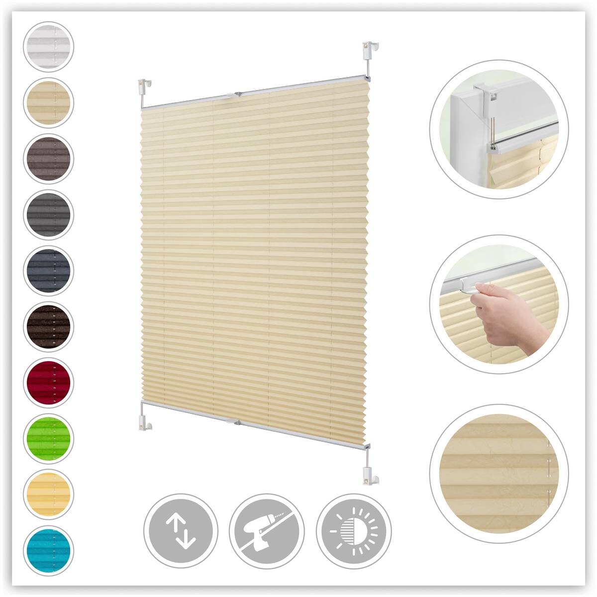 LICHTBLICK Spannplissee creme B/L: ca. 95x130 cm