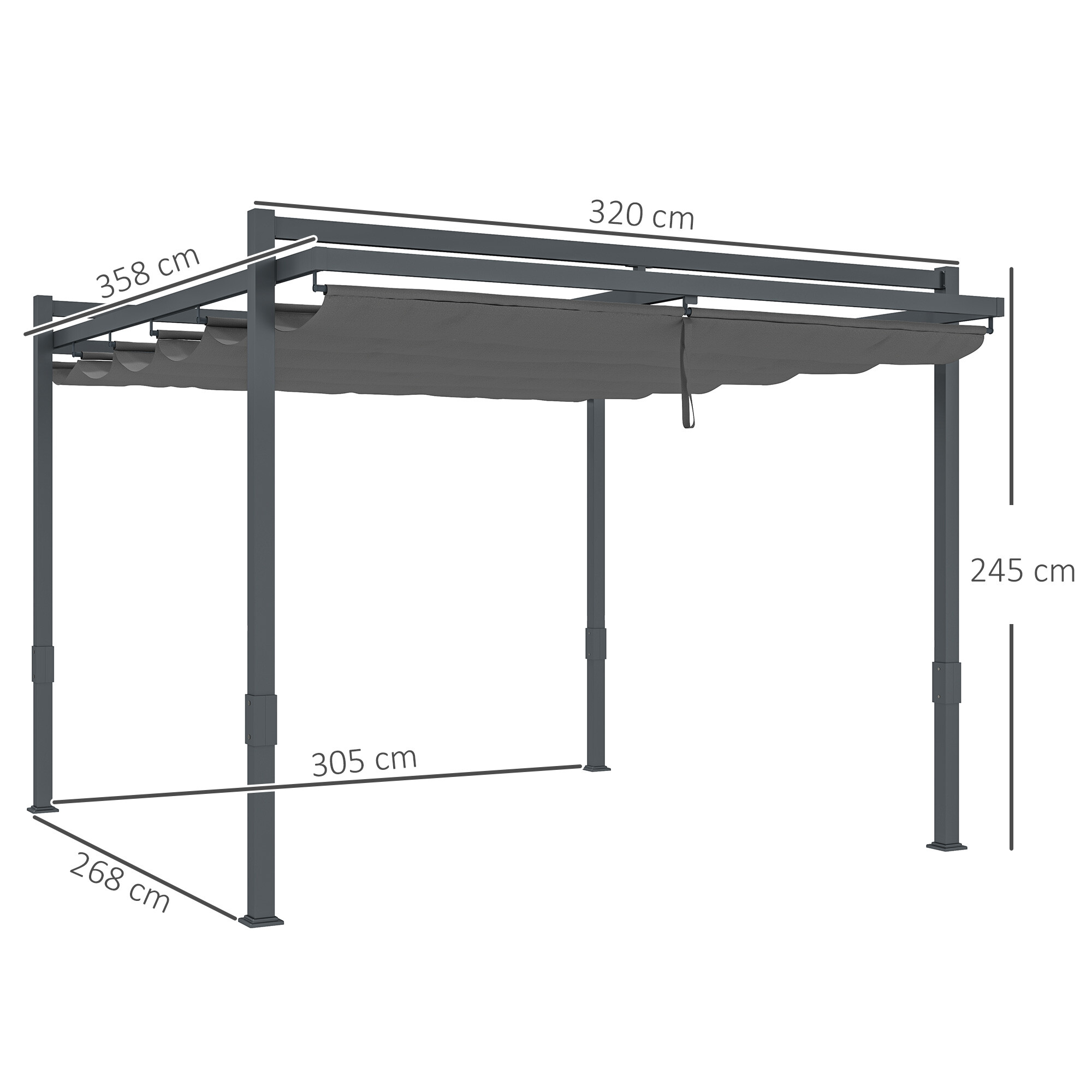 Outsunny Pavillon grau Polyester B/H/L: ca. 320x245x358 cm