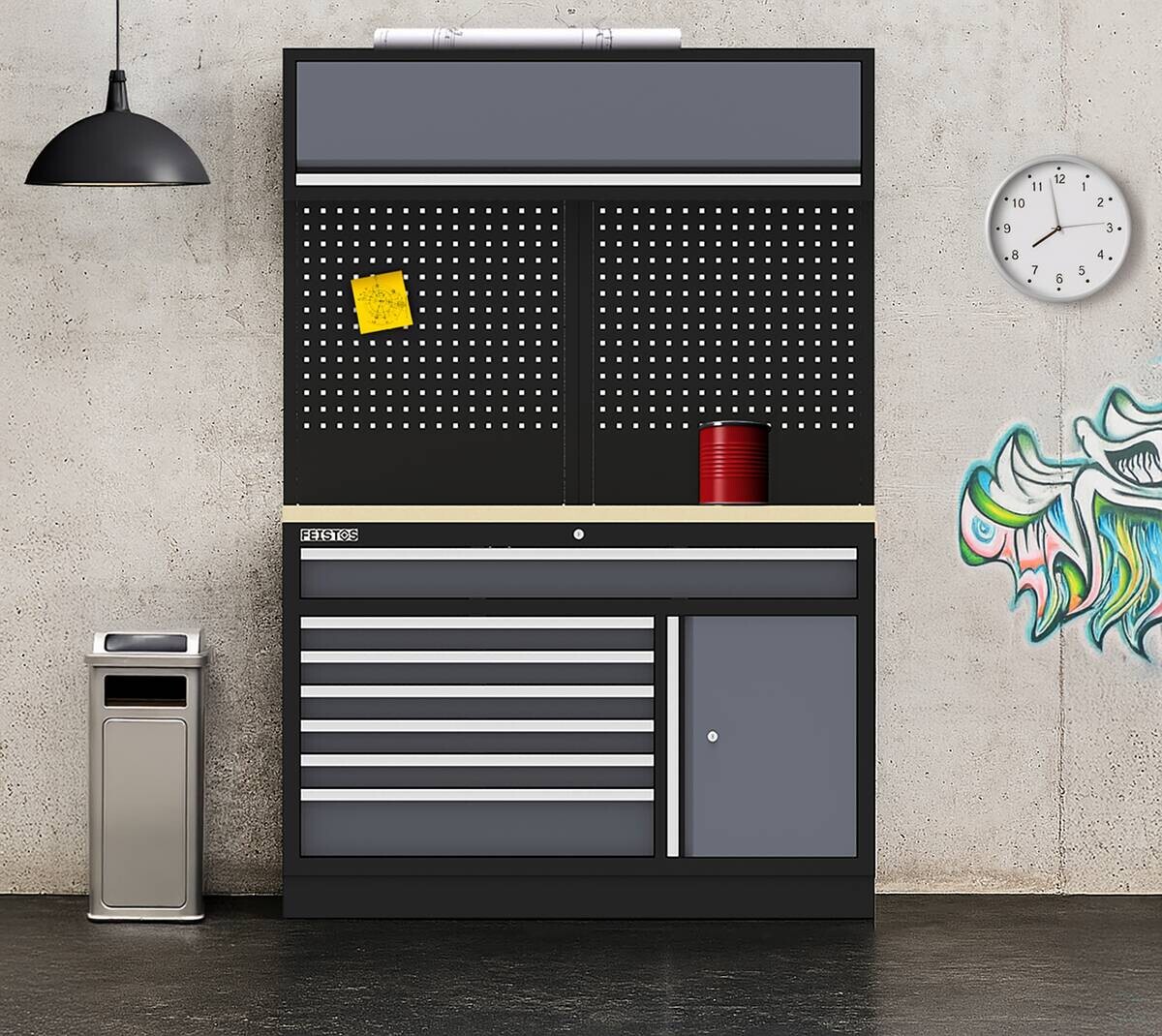 Werkstatteinrichtung Apollo schwarz B/H/L: ca. 136x200x46 cm