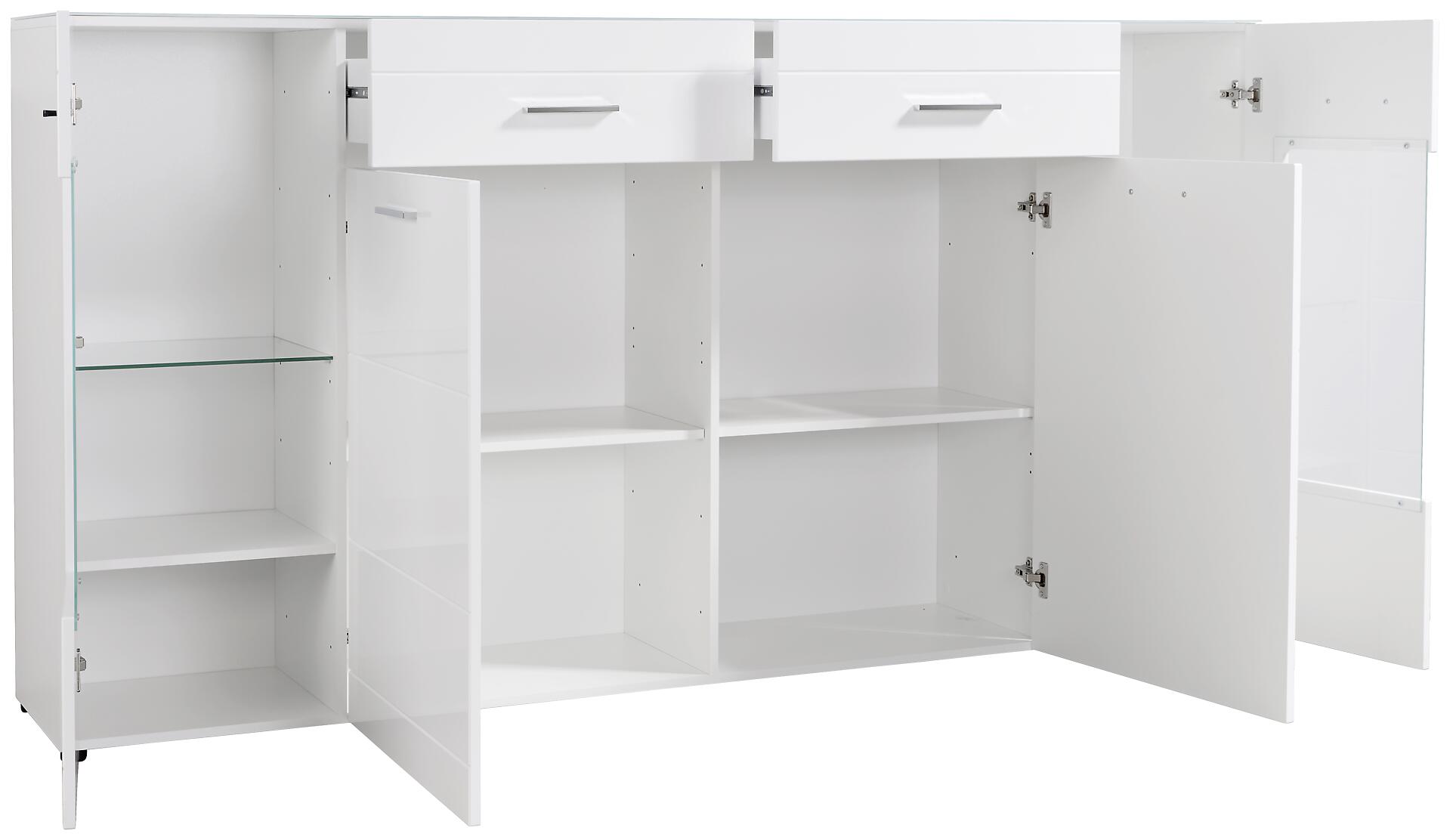 Highboard Atlanta weiß Hochglanz perlweiß Optik B/H/T: ca. 210x111x40 cm