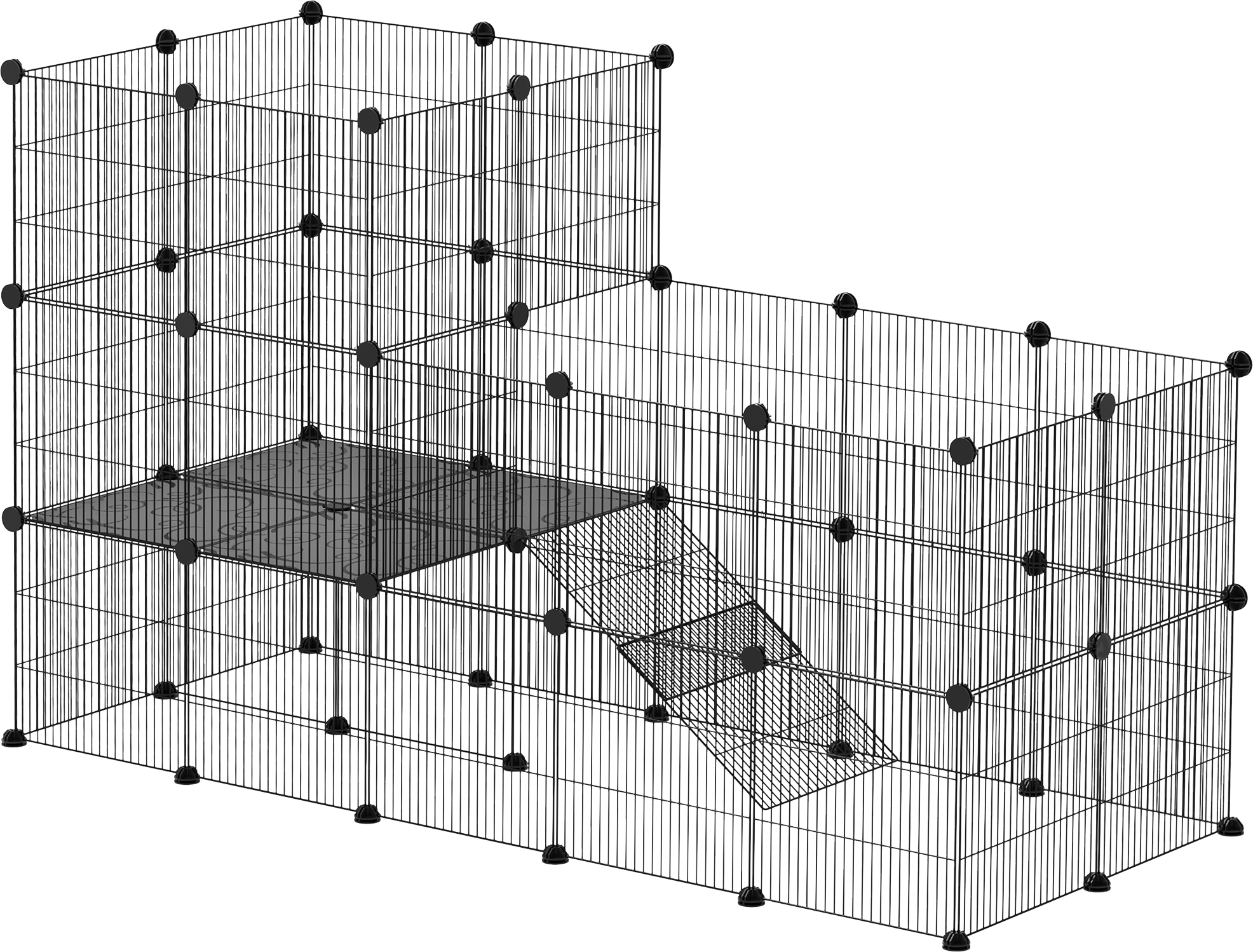 PawHut Kleintiergehege schwarz Stahl B/H/L: ca. 70x105x140 cm