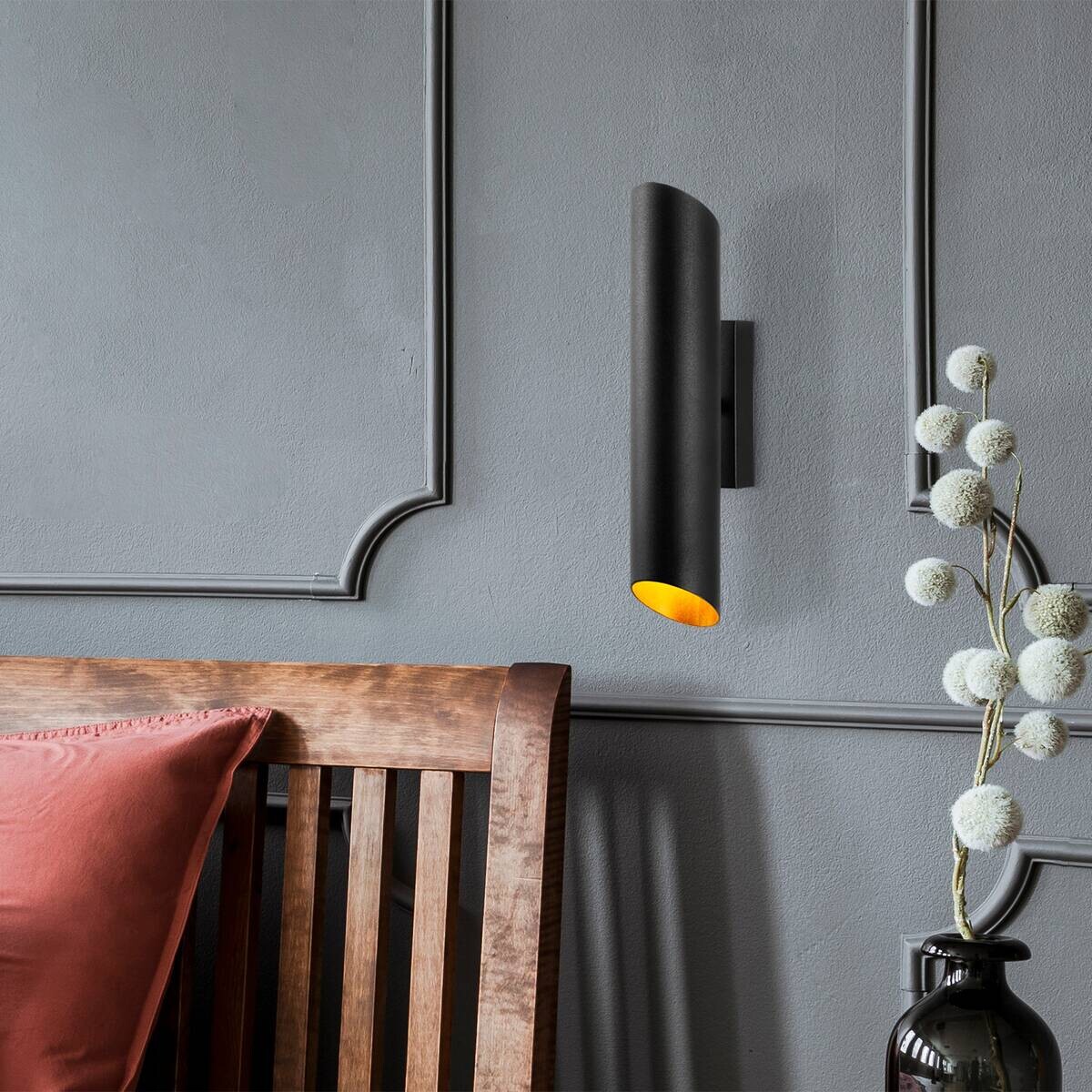 Opviq Wandleuchte gold schwarz Metall B/H/L: ca. 12x40x8 cm G9 2 Brennstellen