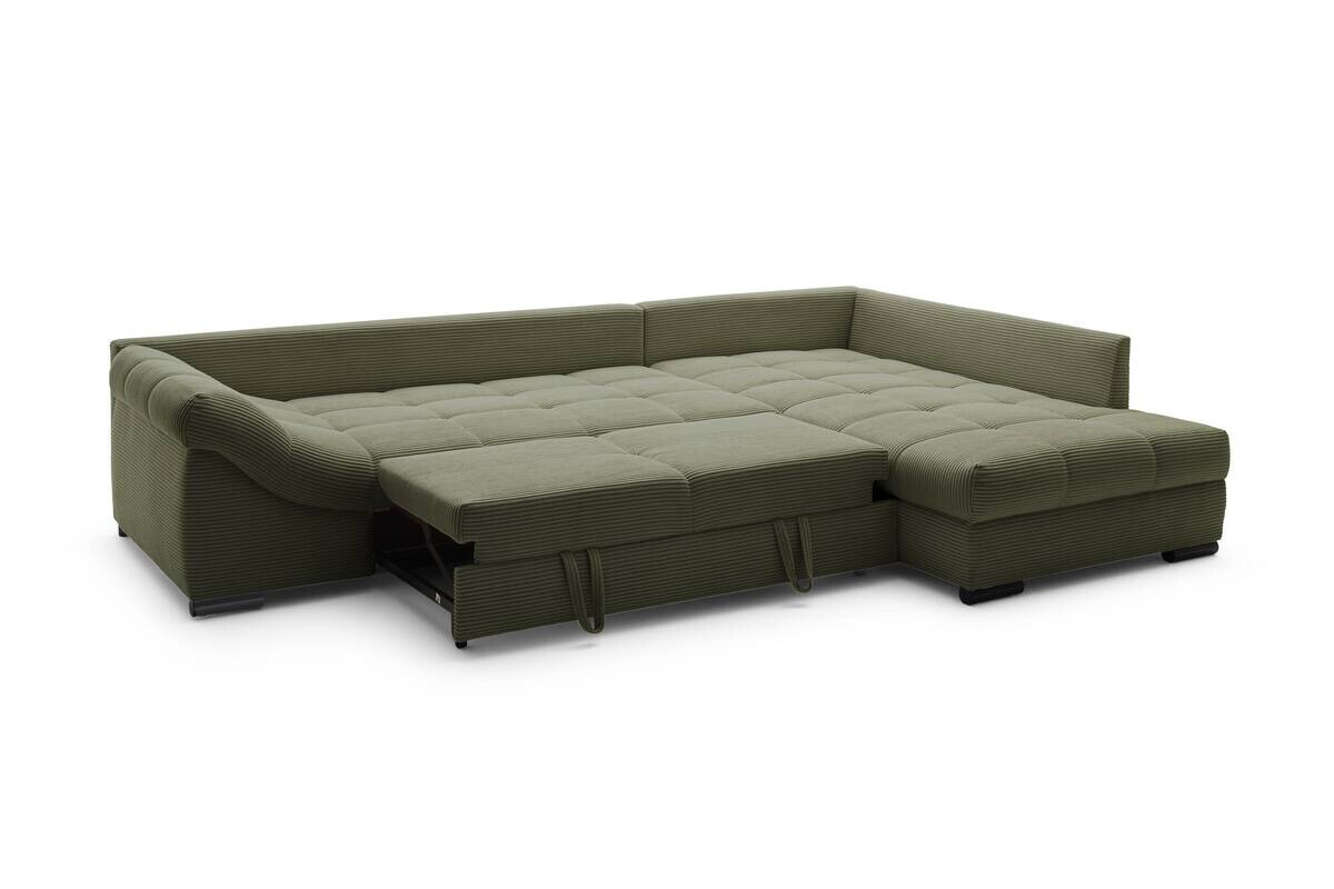 Ecksofa mit Bettfunktion grün Microfaser B/H/T: ca. 303x88x202 cm