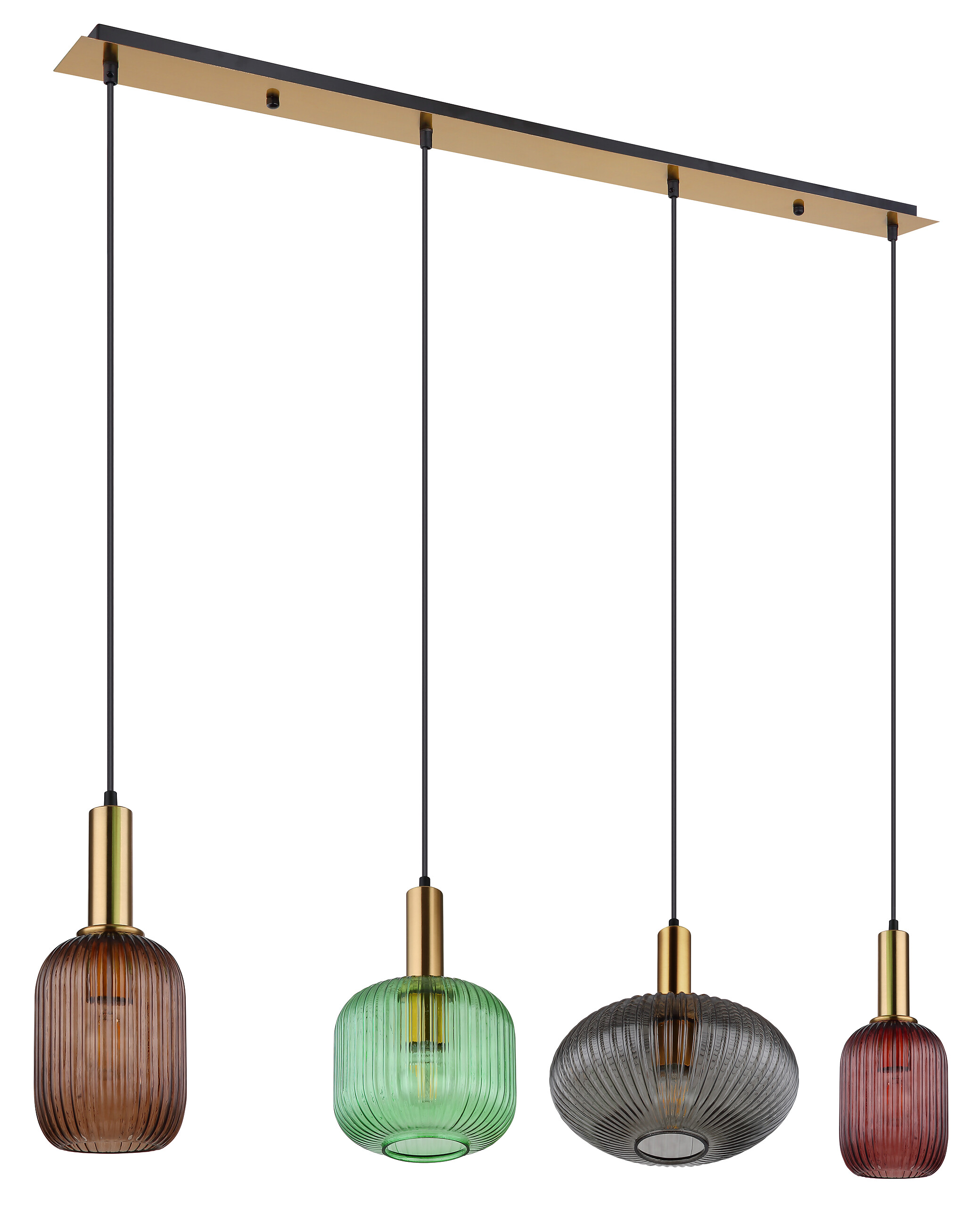 Pendelleuchte Normy messing Metall Glas B/H/L: ca. 30x120x115 cm E27 4 Brennstellen