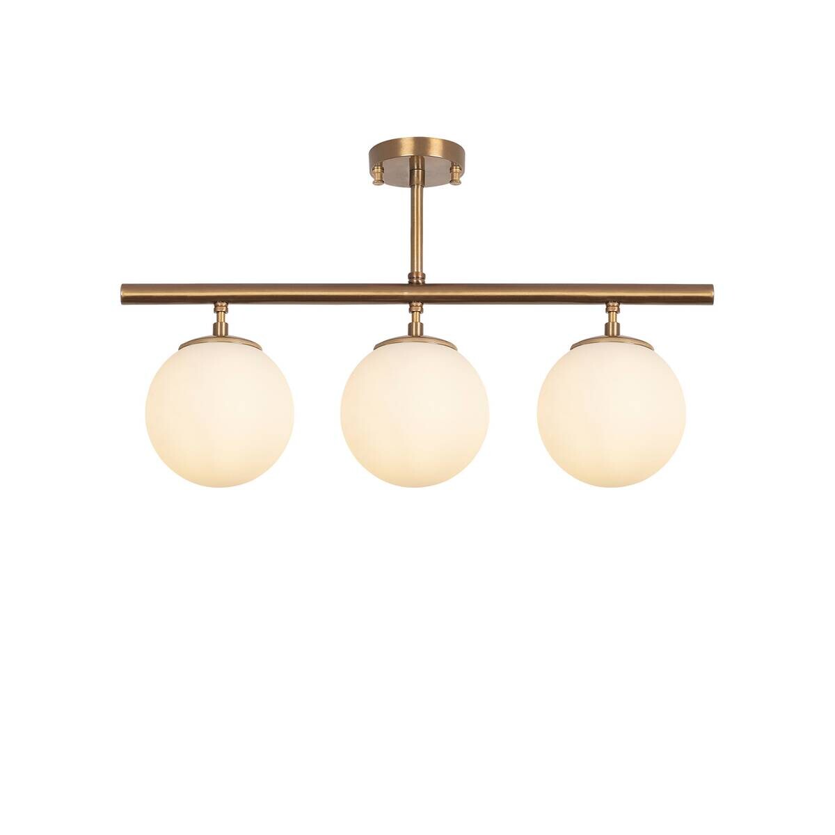 Opviq Deckenleuchte Atmaca bronze Glas Metall B/H/T/L/D: ca. 15x37x15x60x15 cm E14 3 Brennstellen