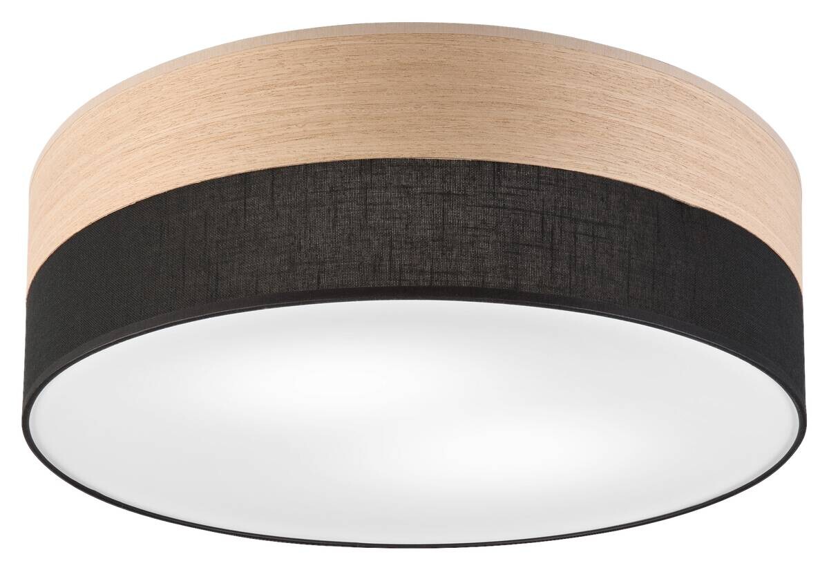 Lamkur Deckenleuchte Eiche schwarz Holz PVC B/H/L: ca. 45x15x45 cm E27 2 Brennstellen