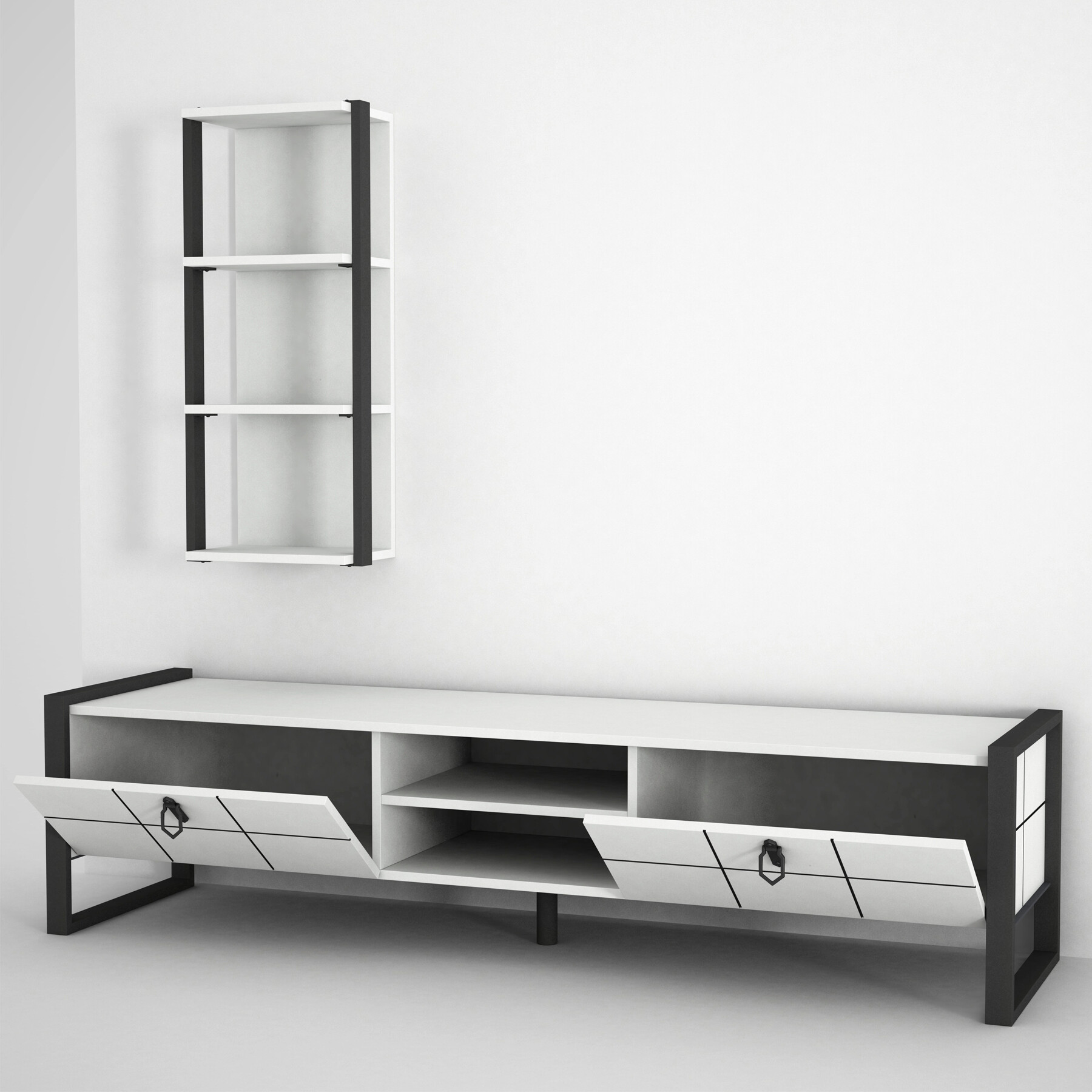 Wohnwand Lost weiß B/H/T: ca. 184,5x45x34 cm Wohnwand Lost weiß B/H/T: ca. 184,5x45x34 cm