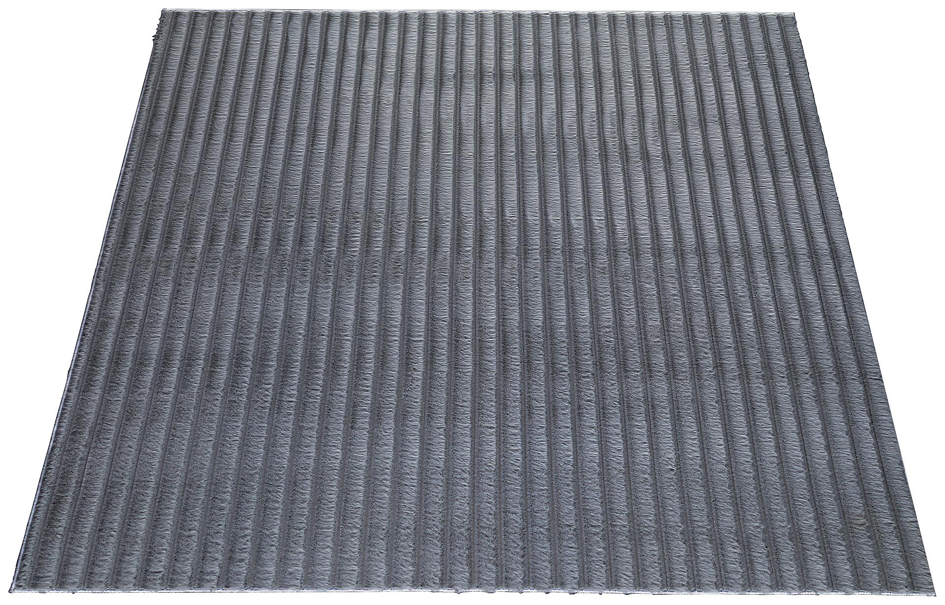 Fellimitat Stripy anthrazit B/L: ca. 200x280 cm