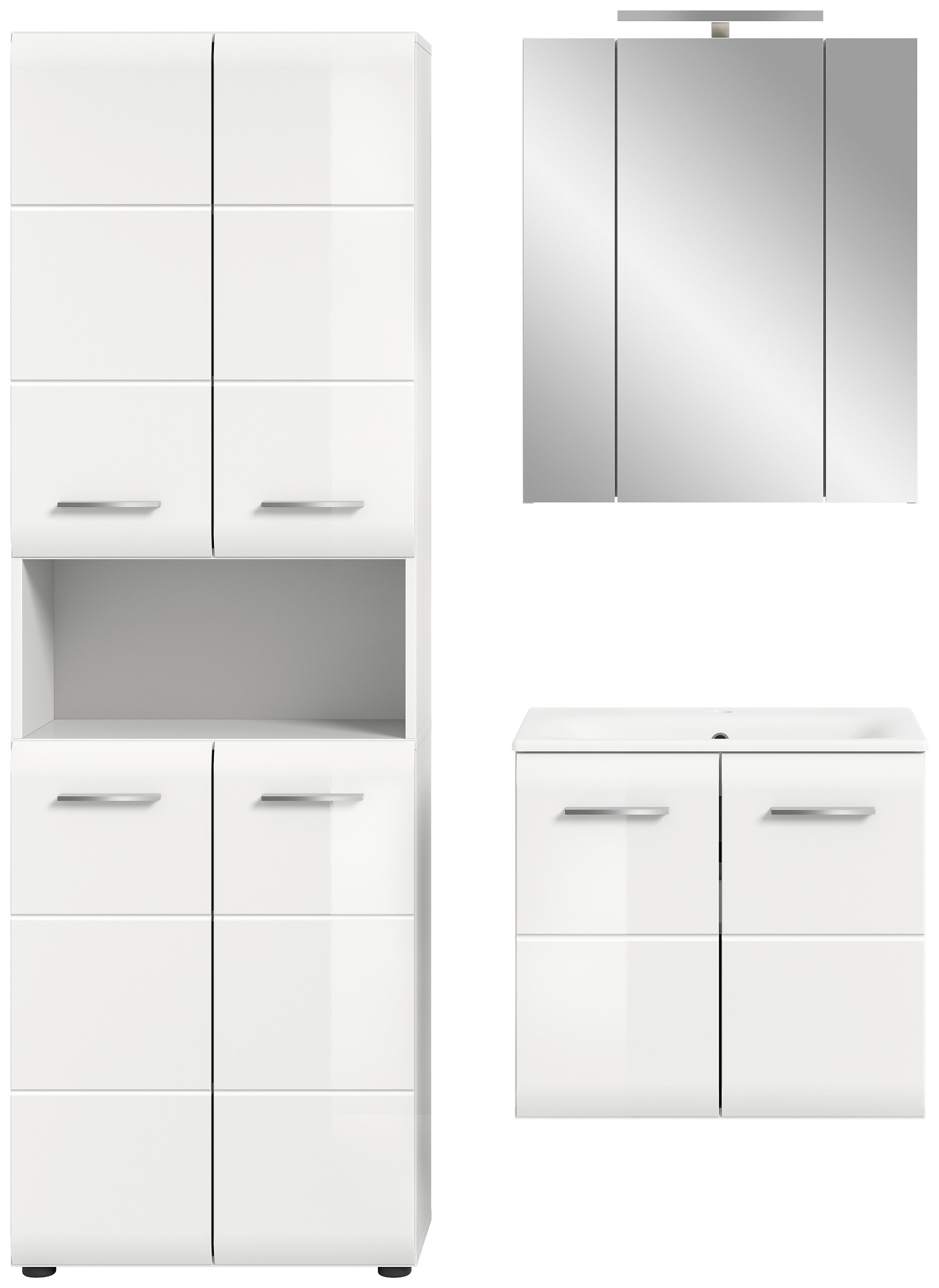 Badezimmer-Set Ice weiß weiß Hochglanz B/H/T: ca. 135x185x46 cm