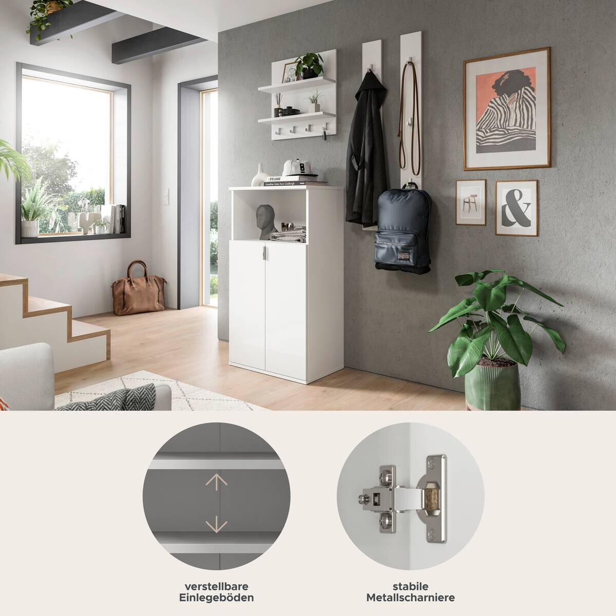 Garderobe PROJEKT X weiß weiß Hochglanz B/H/T: ca. 111x191x37 cm