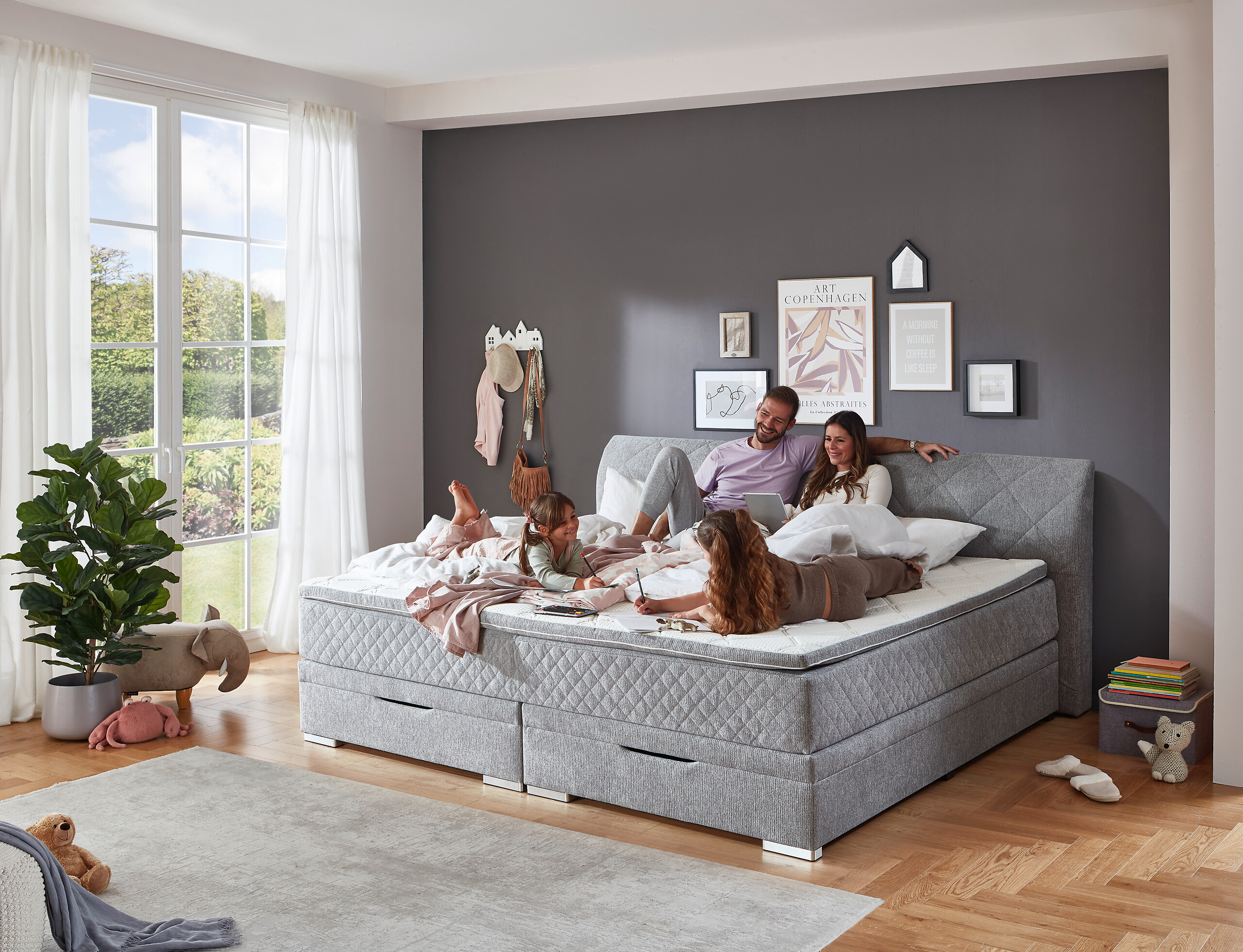 Familienboxbett Korfu silber Liegefläche B/L: ca. 240x200 cm