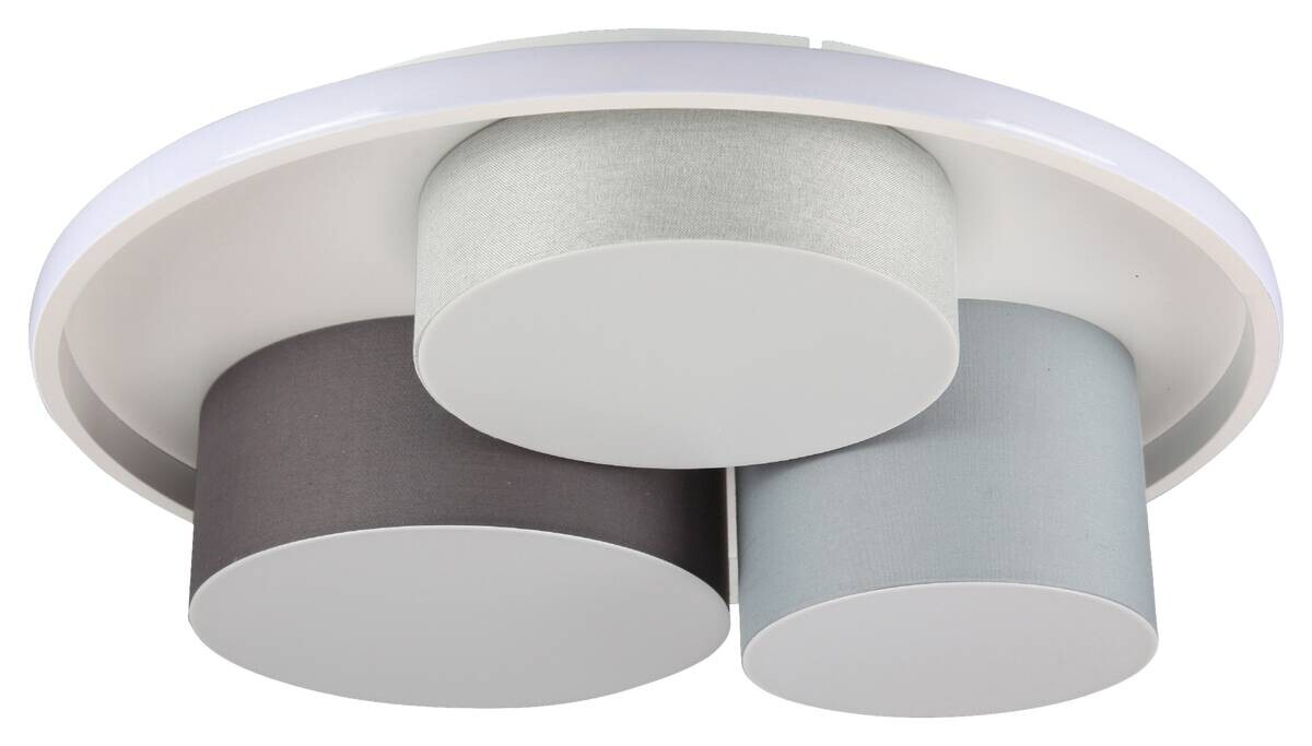 Näve Leuchten Deckenleuchte 1383716 grau Metall Kunststoff Textil B/H/T: ca. 49x15,5x49 cm null 3 Brennstellen