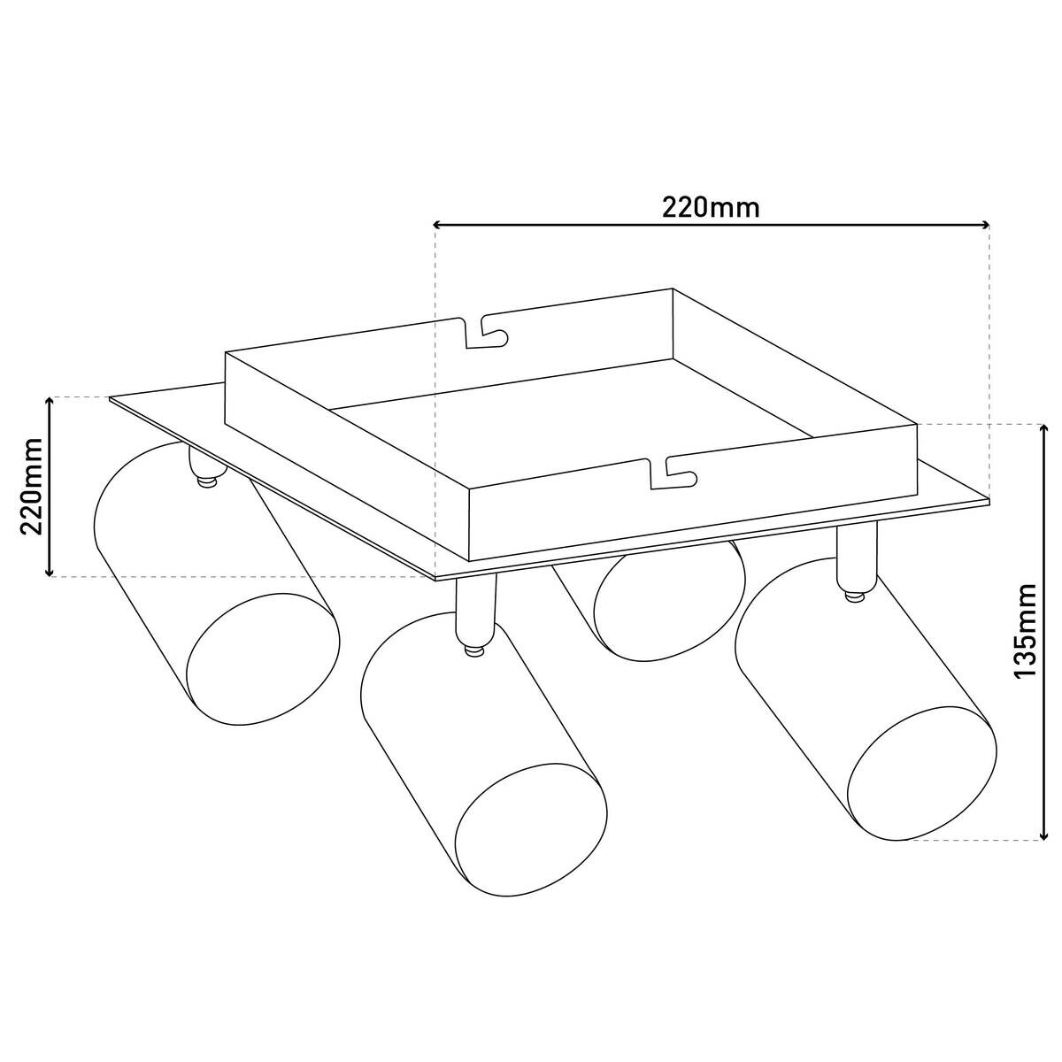 Näve Leuchten Deckenleuchte 1395022 schwarz gold Metall B/H/T: ca. 22x13,5x22 cm GU10 4 Brennstellen