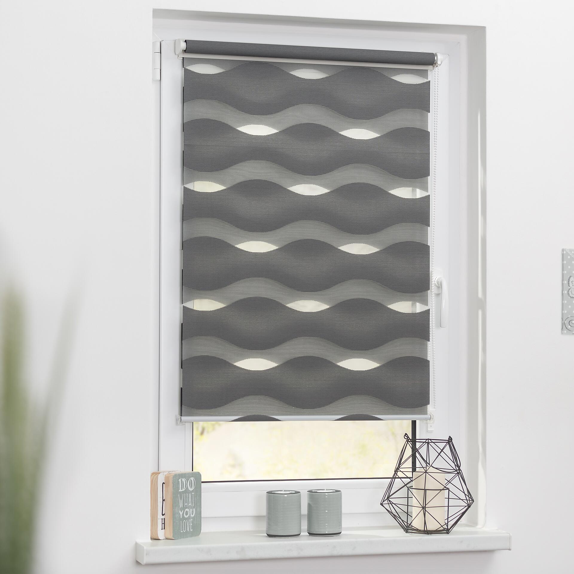 LICHTBLICK Doppelrollo Duo Welle anthrazit B/L: ca. 60x150 cm