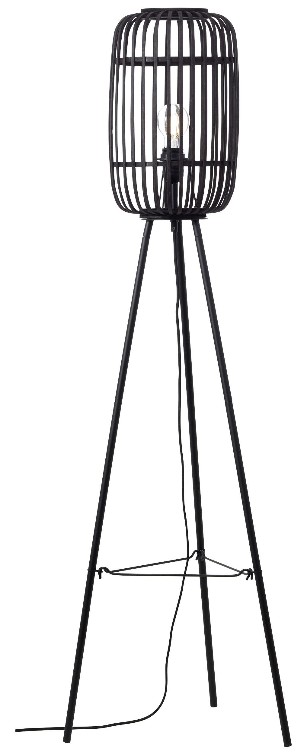 Brilliant Stehleuchte Woodrow 94977/76 natur schwarz Holz Metall B/H/T: ca. 45x130x45 cm 1 Brennstellen