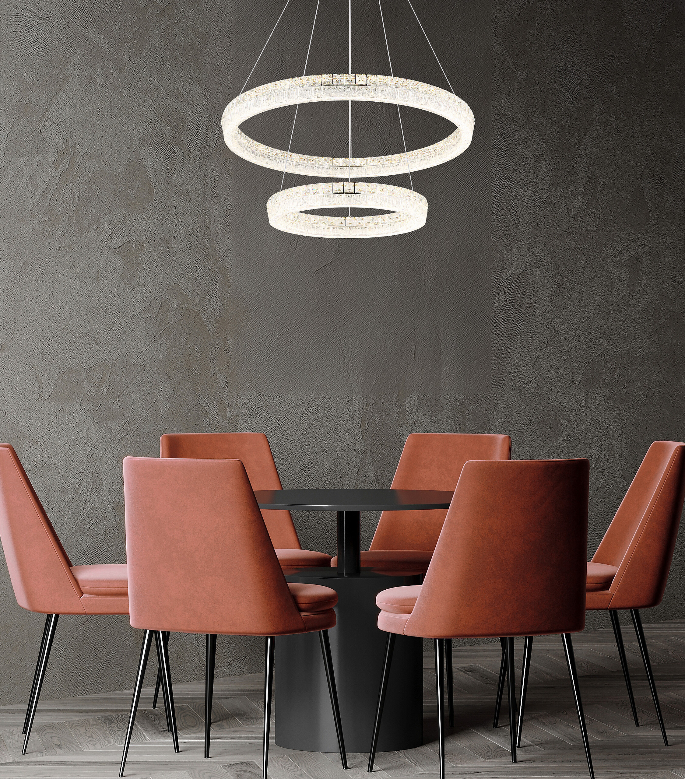 GLOBO Hängeleuchte klar Chrom Acryl Metall Glas H/D: ca. 120x80 cm 1.0 Brennstellen