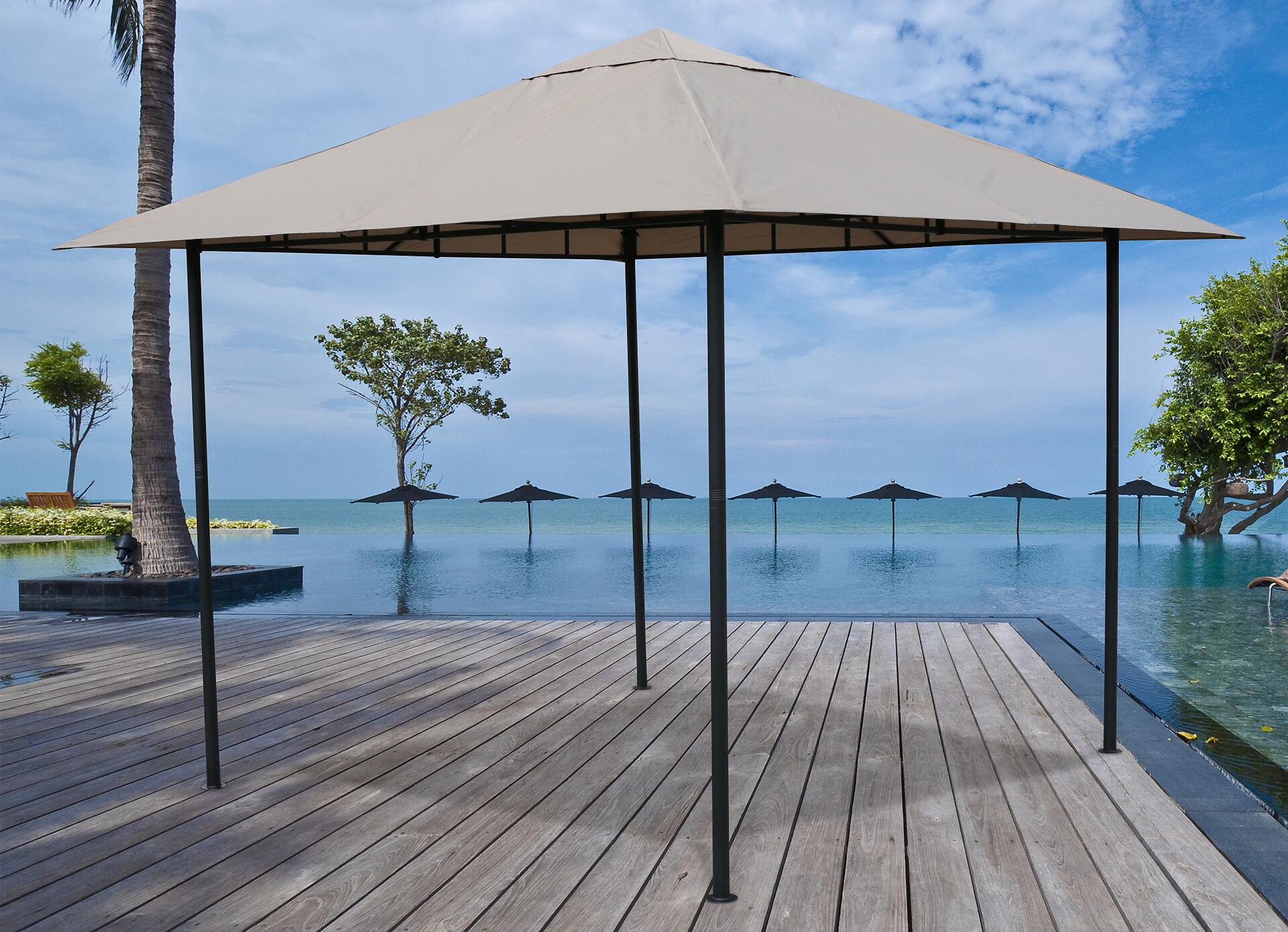 Grasekamp Pavillon Amalfi Flex taupe Stahl B/H/L: ca. 300x253x300 cm