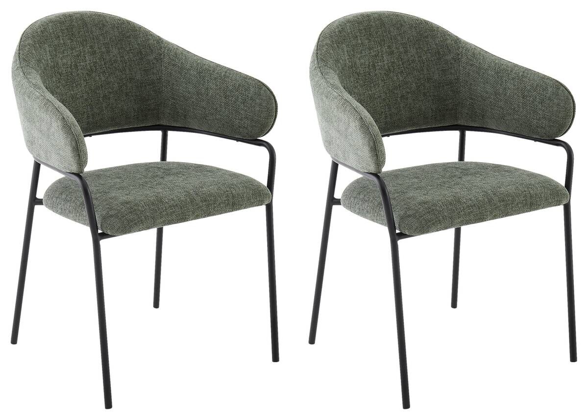 Stuhl CURVE, 2er-Set grün Stoff B/H/T: ca. 60x86x58 cm