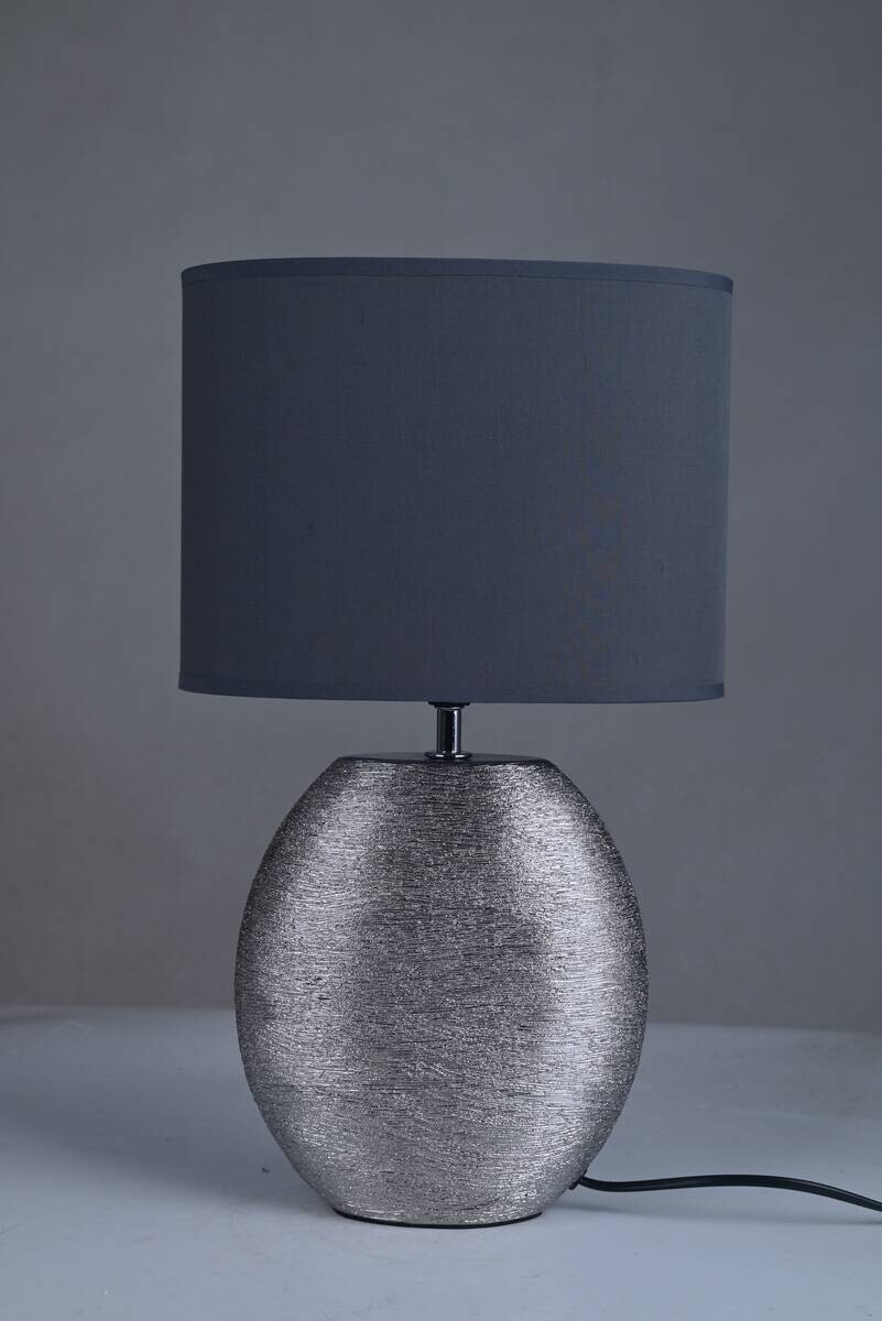 POCOline Keramik_Tischleuchte Anouk grau silber Keramik B/H/L: ca. 15x45x26 cm E14 1 Brennstellen