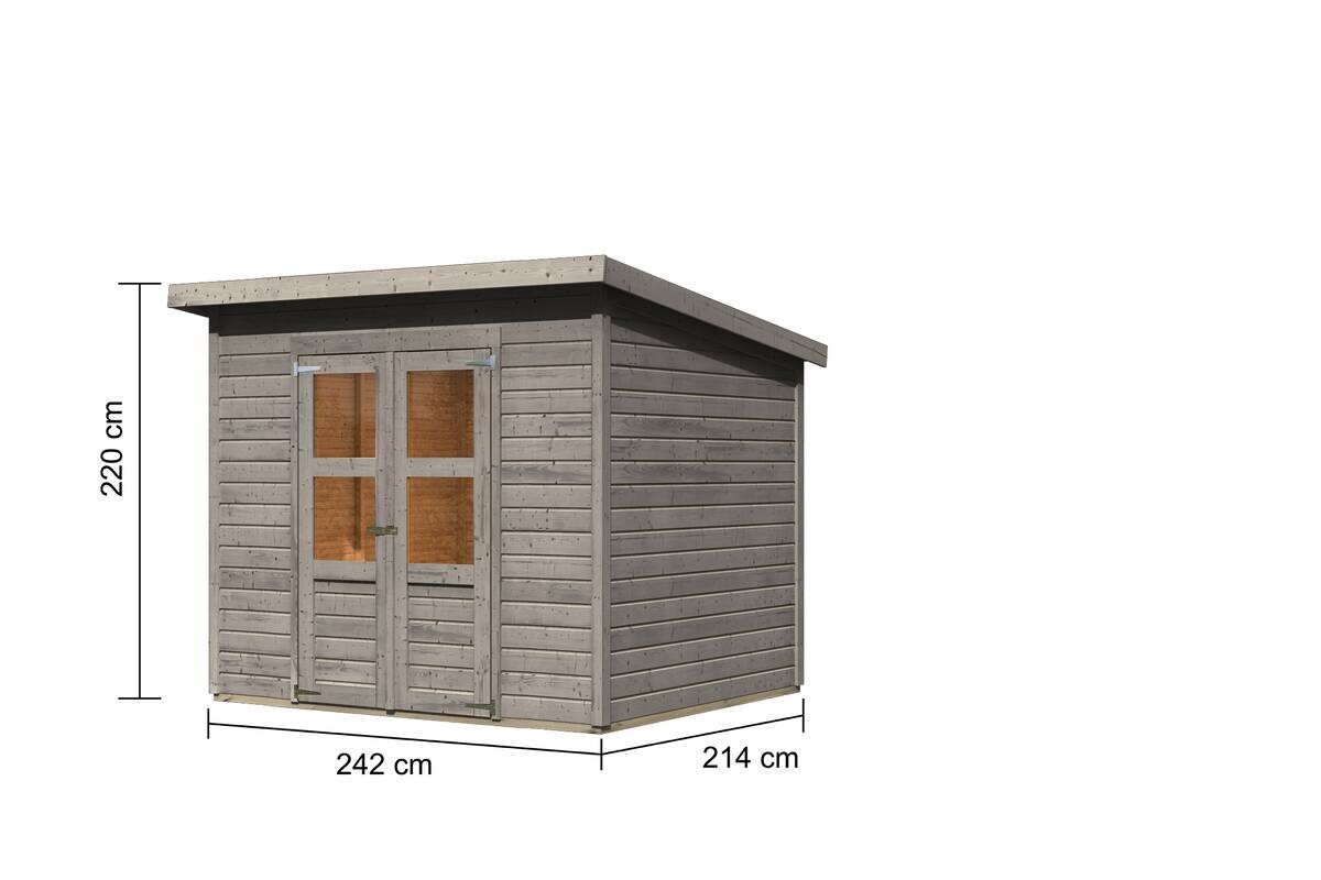 Karibu Gartenhaus Tony 2 grau B/H/L: ca. 214x219x242 cm