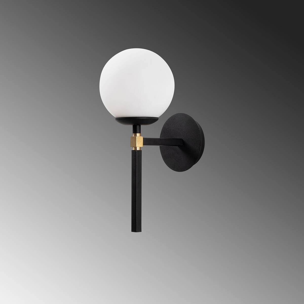 Opviq Wandleuchte schwarz weiß Metall Glas B/H/L: ca. 20x37x15 cm E27 1 Brennstellen