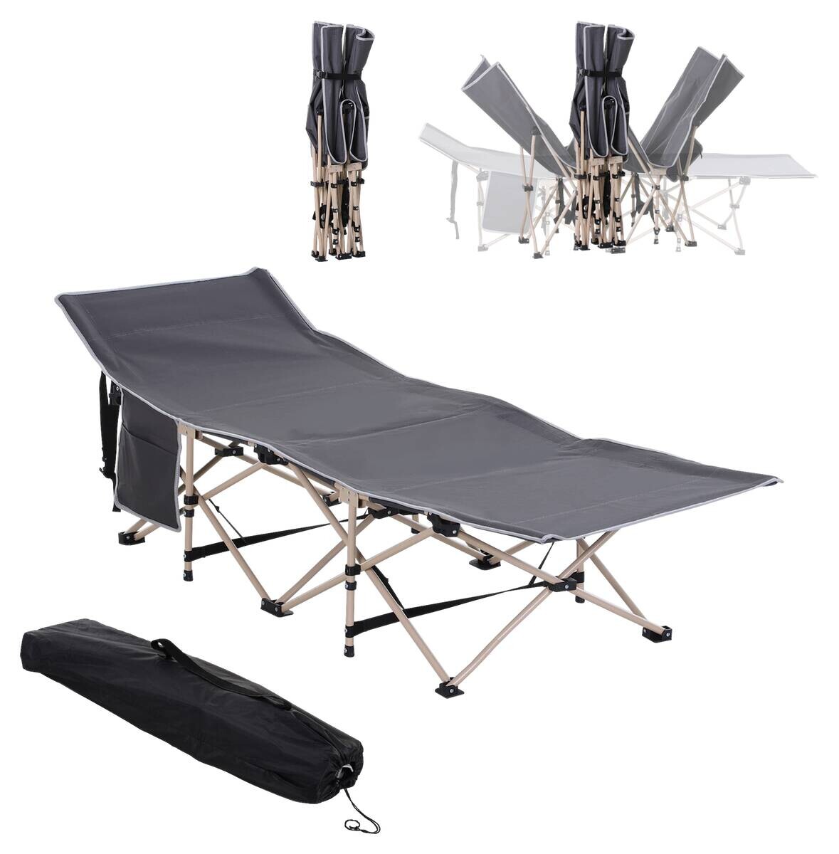 Outsunny Campingbett dunkelgrau Stahl B/H/L: ca. 68x52x190 cm
