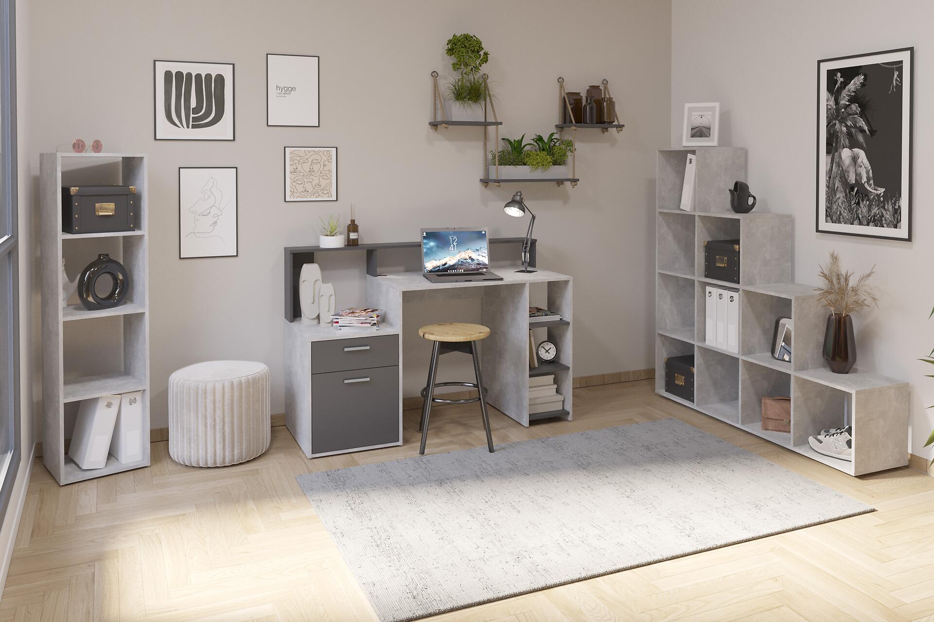 Schreibtisch  Beton Optik anthrazit B/H/T: ca. 139x92x54 cm