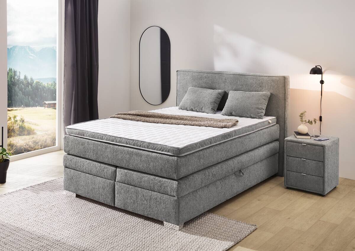 Boxspringbett grau dunkel Liegefläche B/L: ca. 140x200 cm