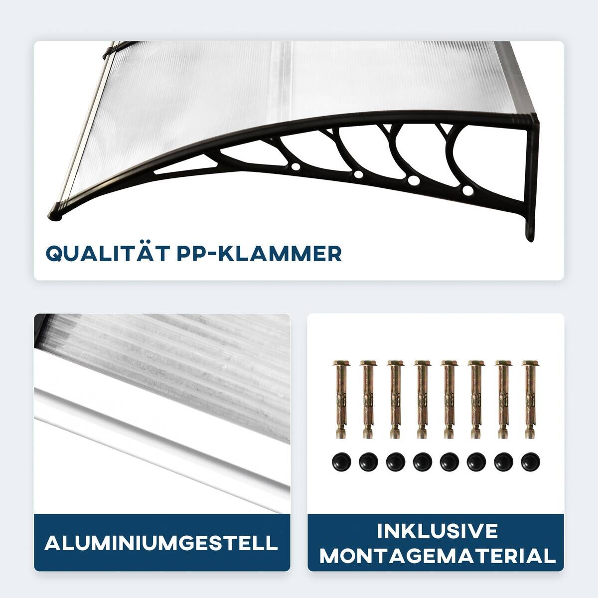 Outsunny Vordach weiß B/H/L: ca. 295x90x23,5 cm