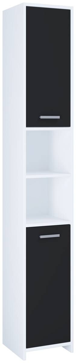 Hochschrank Zalo weiß schwarz B/H/T: ca. 30x180x30 cm