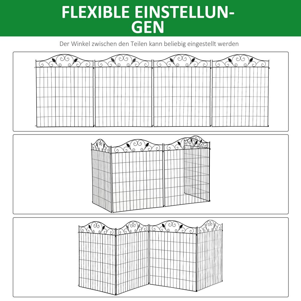 Outsunny Zaun schwarz Polypropylen B/H/L: ca. 0,8x365x112 cm
