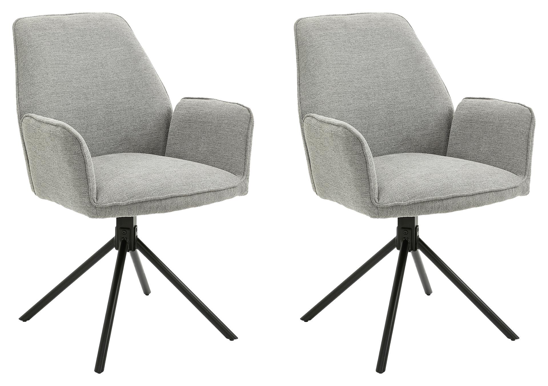 Stuhl BLAIR 2er-Set hellgrau schwarz Webstoff Metall B/H/T: ca. 57x89x61 cm