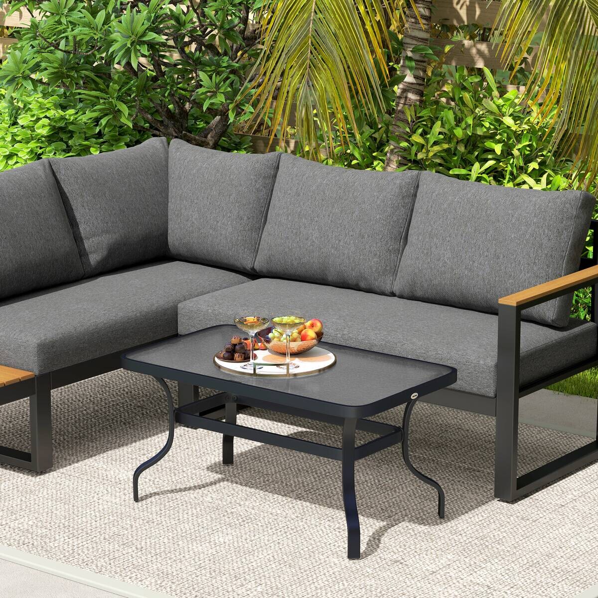 Outsunny Couchtisch schwarz Metall B/H/L: ca. 55x46x95 cm