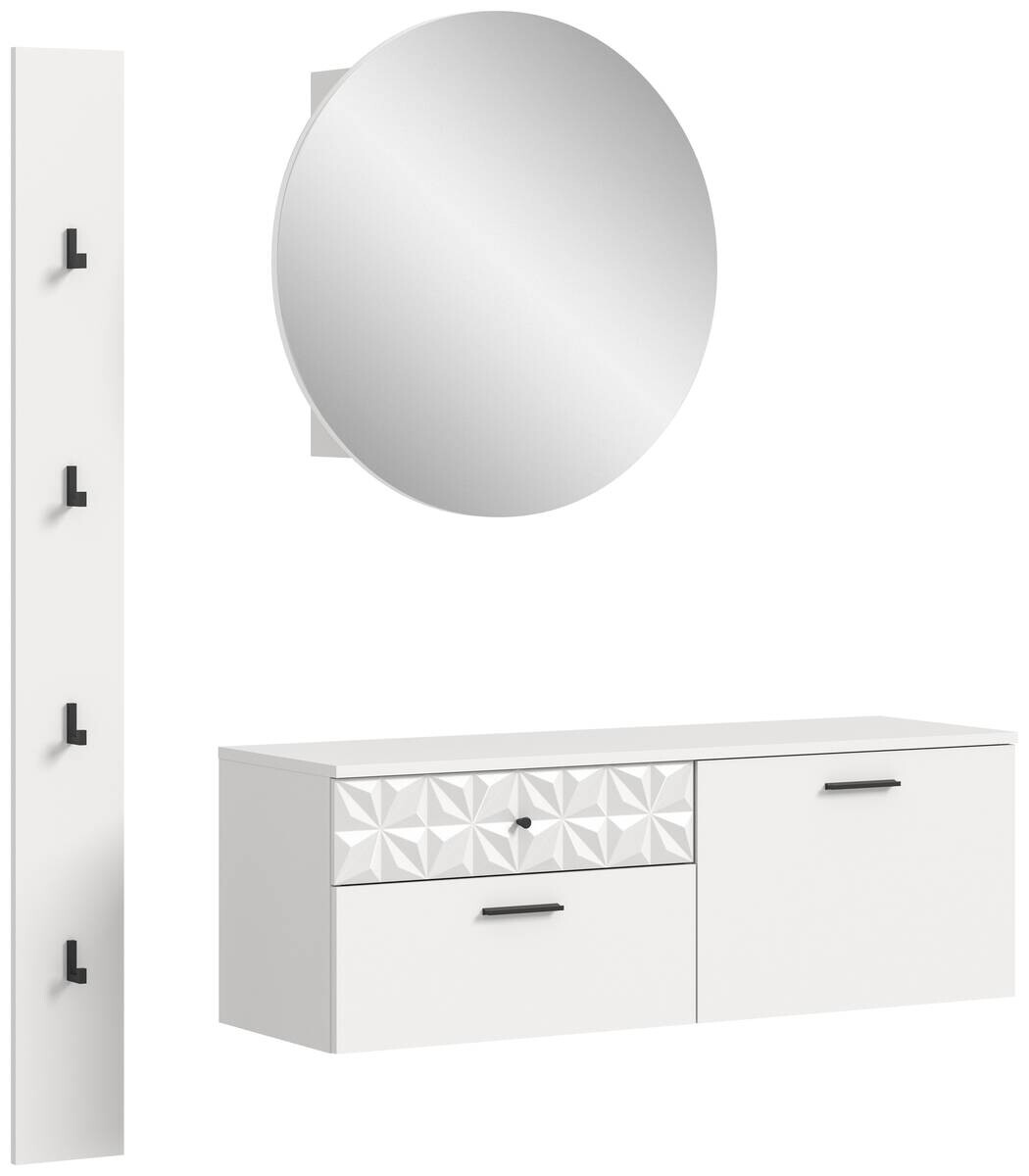 Garderobe Prisma weiß weiß Hochglanz B/H/T: ca. 141x192x34 cm