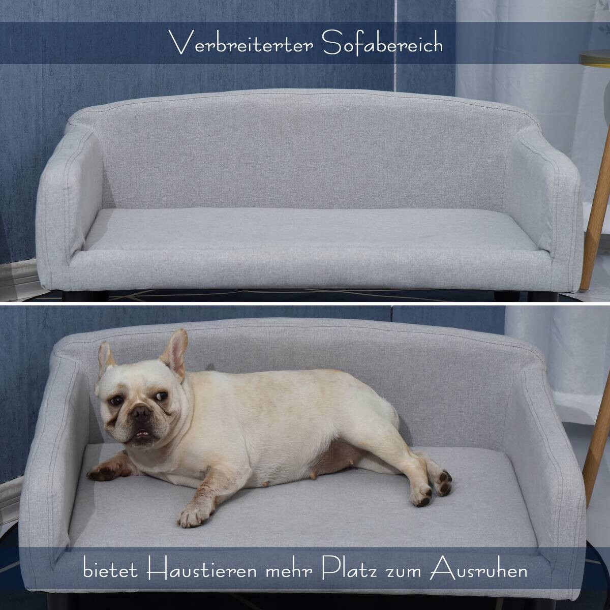 PawHut Hundesofa hellgrau Polyester B/H/L: ca. 82x36x54 cm